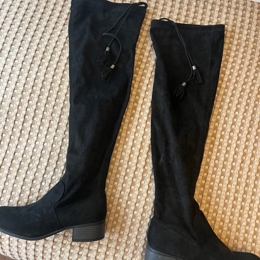 Tall Black Suede Boots Size 8.5M